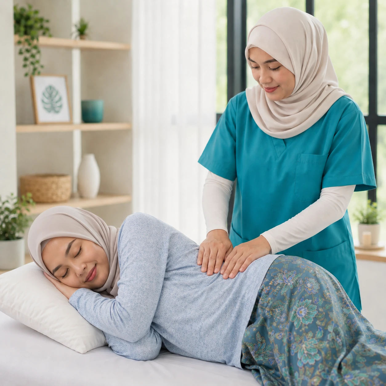 Professional therapist applying massage oil